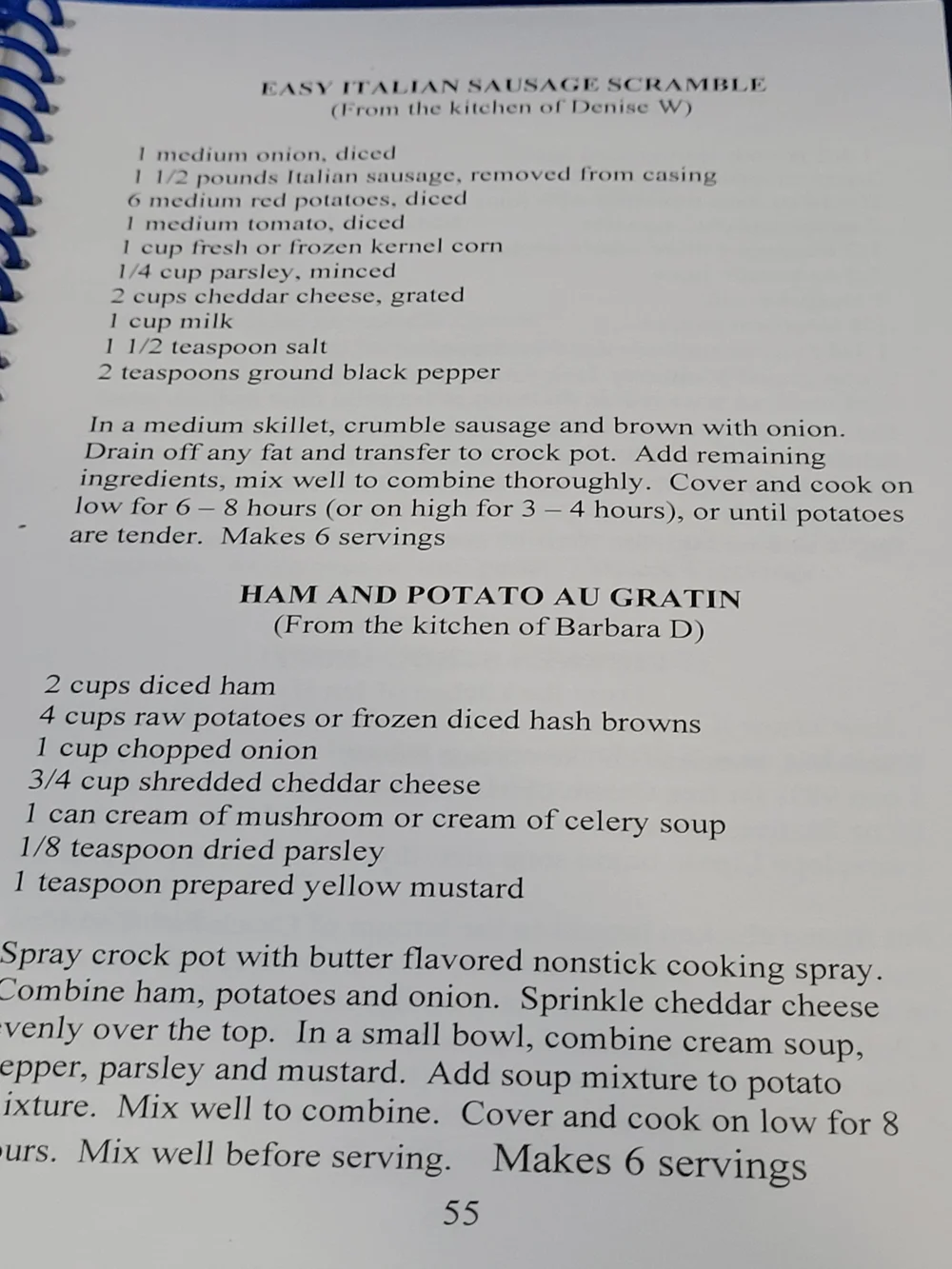 Ma Corley's Kitchen Blue Spiral Recipe Book